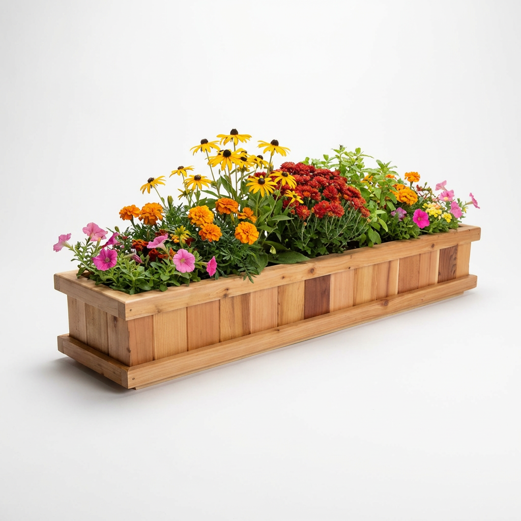 948 - 48″L x 9″W x 8″H – Red Cedar Flower Planter – The Planter Guy