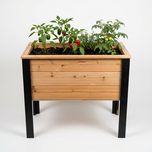 2036Blk - 36"L x 20"W x 30"H Red Cedar Planter with Black Cedar Legs