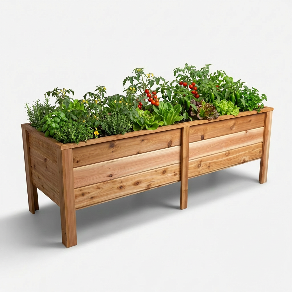 247224 - 72″L x 24″W x 24″H – Western Red Cedar Raised Garden Planter