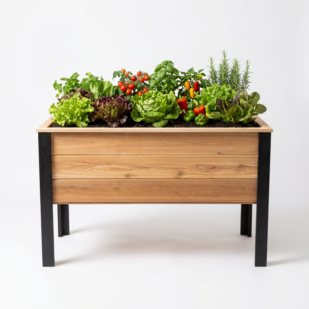 2048Blk - 48"L x 20"W x 30"H Red Cedar Planter with Black Cedar Legs