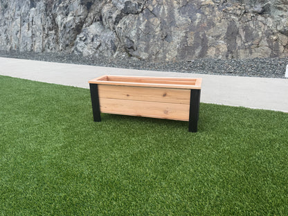 1236Blk - 36"L x 12"W x 15"H Red Cedar Flower Planter with Black Cedar Legs