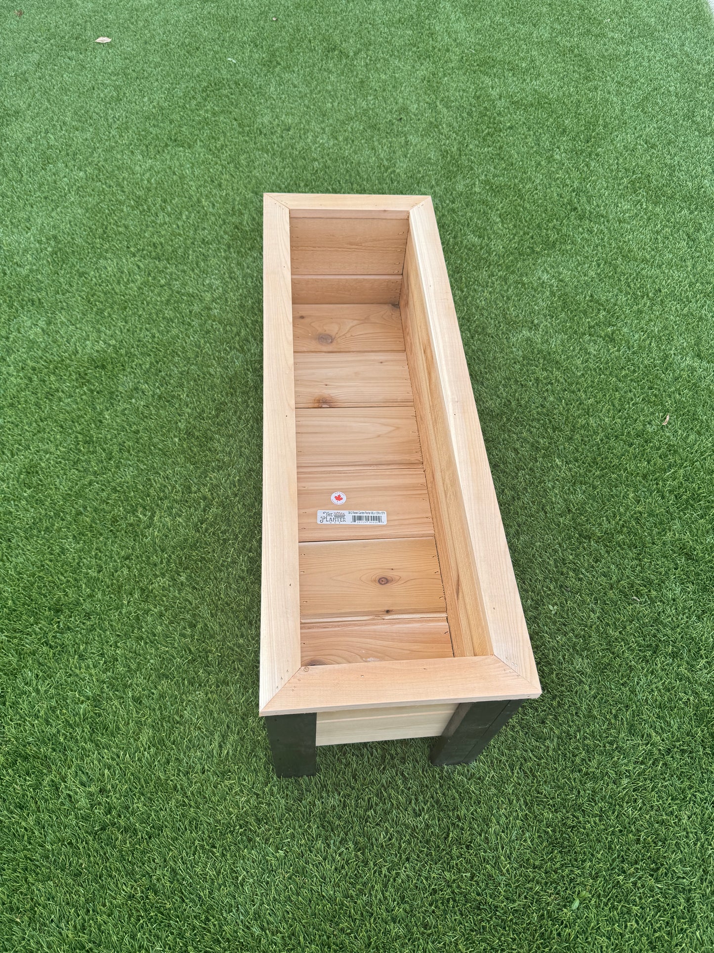 1236Blk - 36"L x 12"W x 15"H Red Cedar Flower Planter with Black Cedar Legs