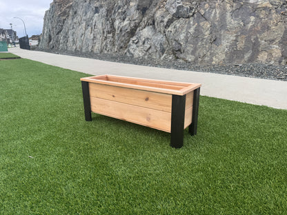 1236Blk - 36"L x 12"W x 15"H Red Cedar Flower Planter with Black Cedar Legs