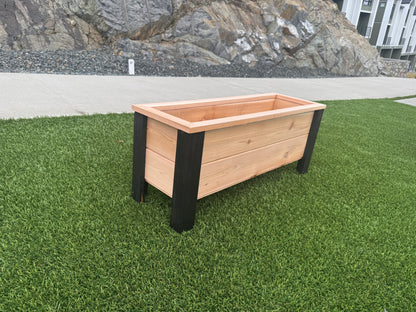 1236Blk - 36"L x 12"W x 15"H Red Cedar Flower Planter with Black Cedar Legs