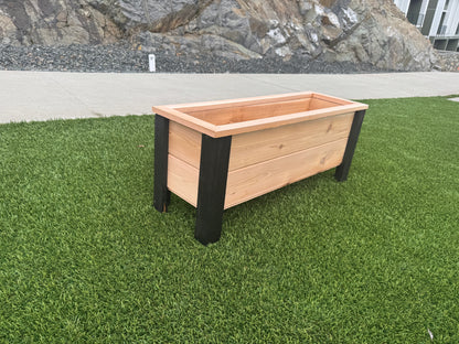 1248Blk - 48"L x 12"W x 15"H Red Cedar Flower Planter with Black Cedar Legs