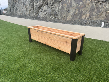 1248Blk - 48"L x 12"W x 15"H Red Cedar Flower Planter with Black Cedar Legs