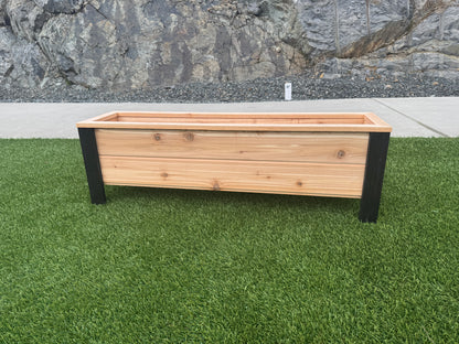 1248Blk - 48"L x 12"W x 15"H Red Cedar Flower Planter with Black Cedar Legs