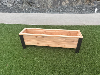 1248Blk - 48"L x 12"W x 15"H Red Cedar Flower Planter with Black Cedar Legs