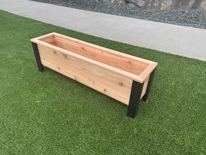 1248Blk - 48"L x 12"W x 15"H Red Cedar Flower Planter with Black Cedar Legs