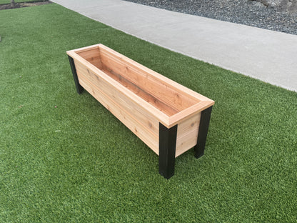 1248Blk - 48"L x 12"W x 15"H Red Cedar Flower Planter with Black Cedar Legs