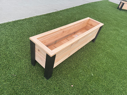 1248Blk - 48"L x 12"W x 15"H Red Cedar Flower Planter with Black Cedar Legs