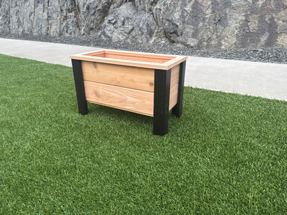 1224Blk - 24"L x 12"W x 15"H Red Cedar Flower Planter with Black Cedar Legs