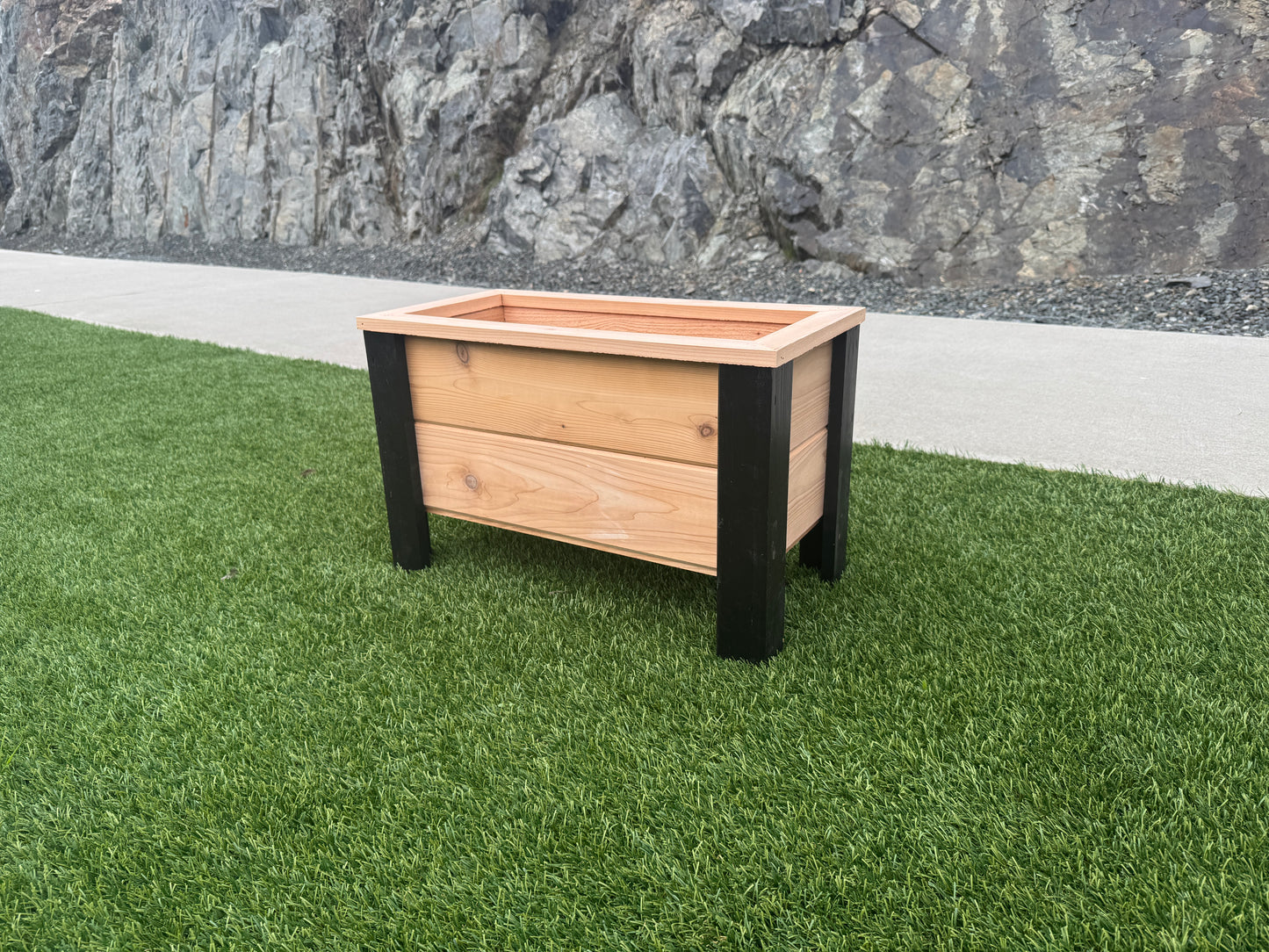 1224Blk - 24"L x 12"W x 15"H Red Cedar Flower Planter with Black Cedar Legs