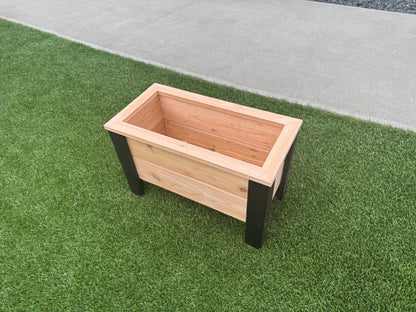 1224Blk - 24"L x 12"W x 15"H Red Cedar Flower Planter with Black Cedar Legs