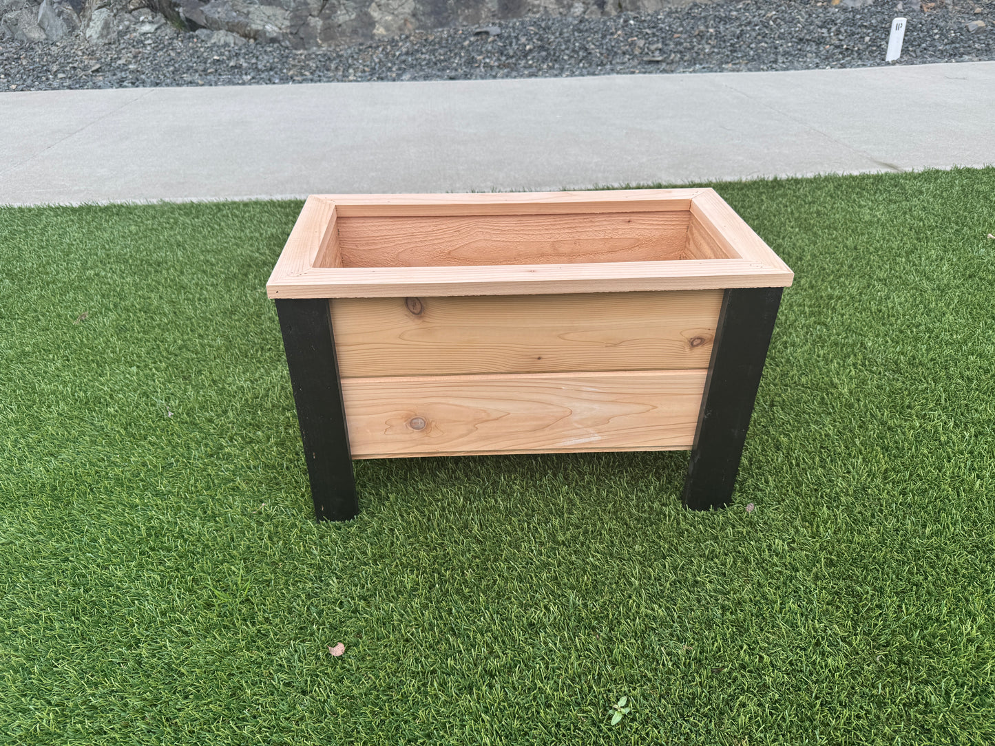 1224Blk - 24"L x 12"W x 15"H Red Cedar Flower Planter with Black Cedar Legs