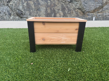 1224Blk - 24"L x 12"W x 15"H Red Cedar Flower Planter with Black Cedar Legs