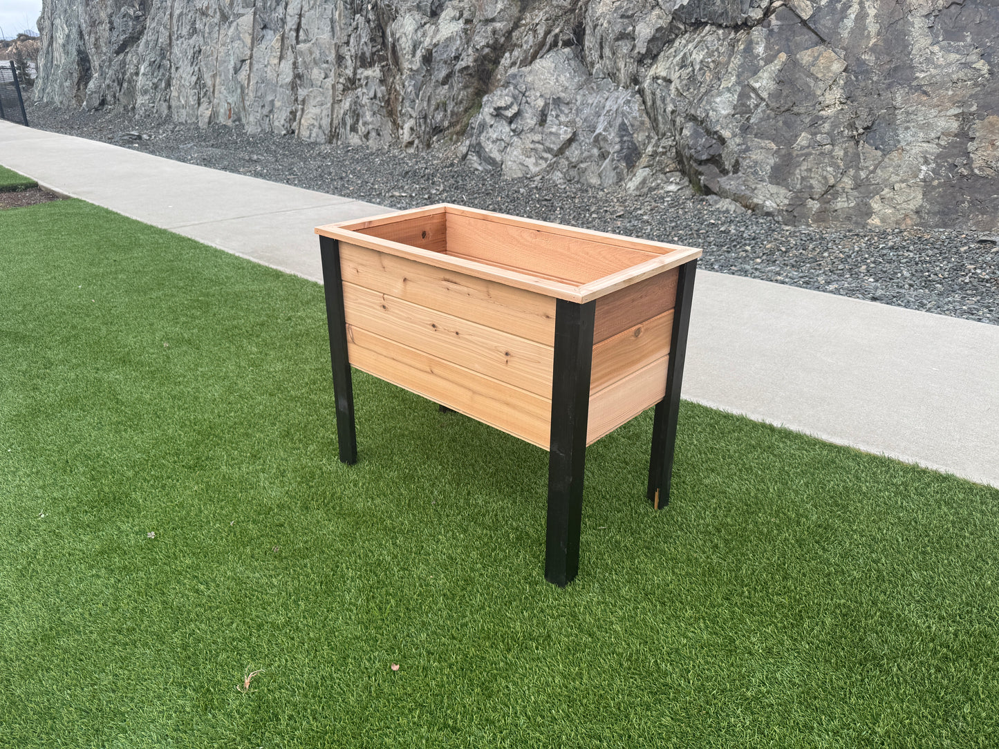 2036Blk - 36"L x 20"W x 30"H Red Cedar Planter with Black Cedar Legs