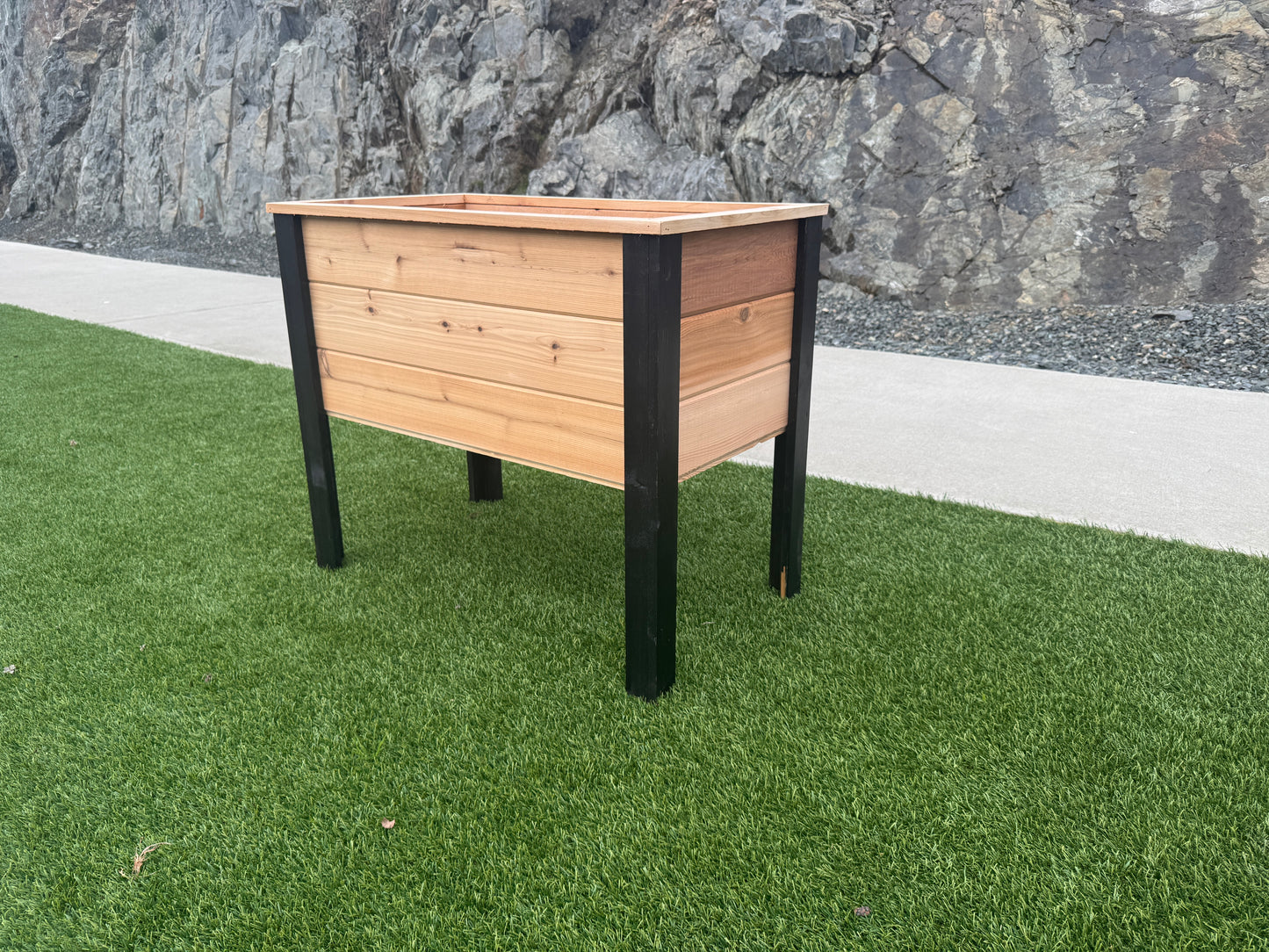 2036Blk - 36"L x 20"W x 30"H Red Cedar Planter with Black Cedar Legs