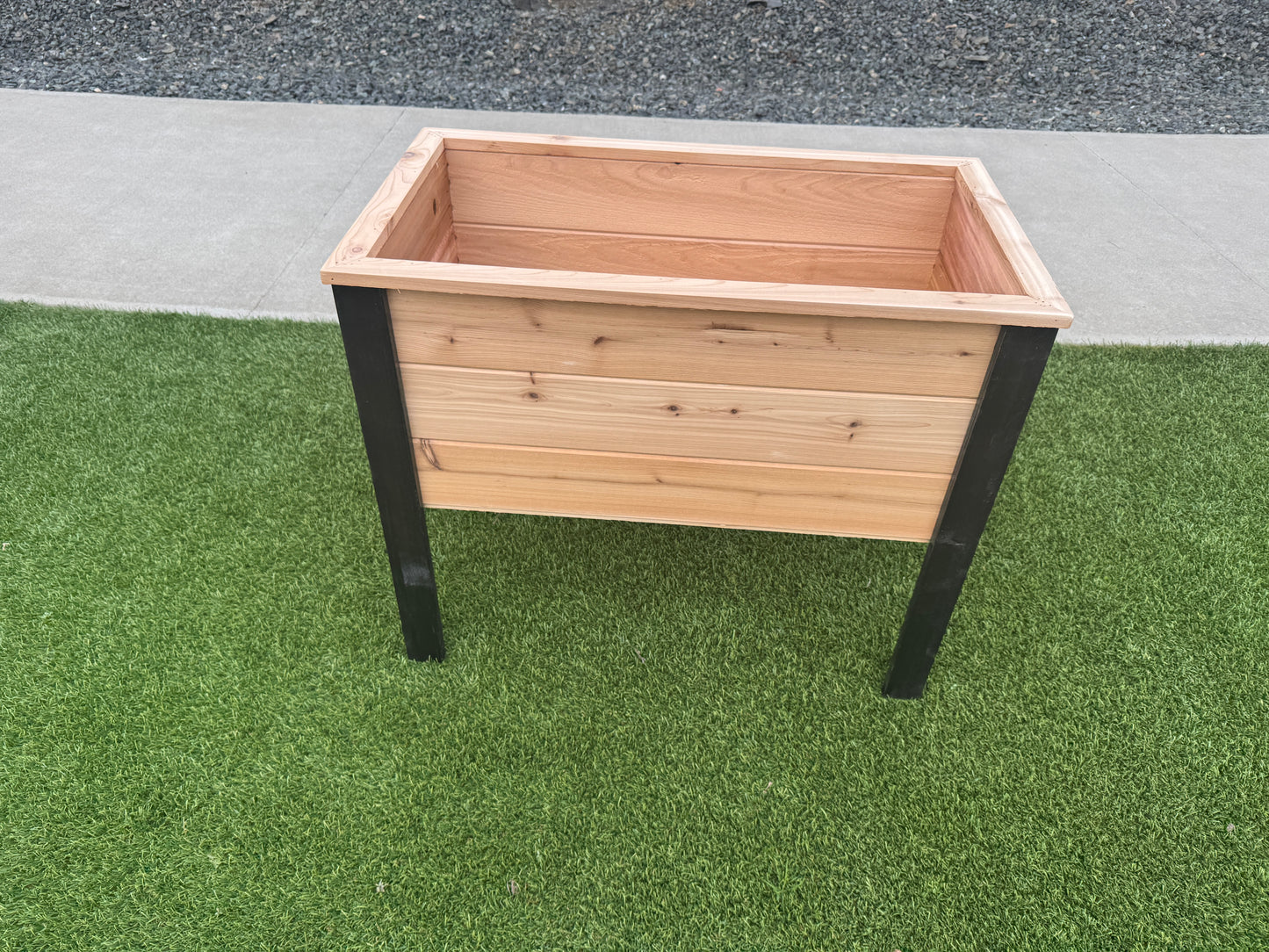 2036Blk - 36"L x 20"W x 30"H Red Cedar Planter with Black Cedar Legs