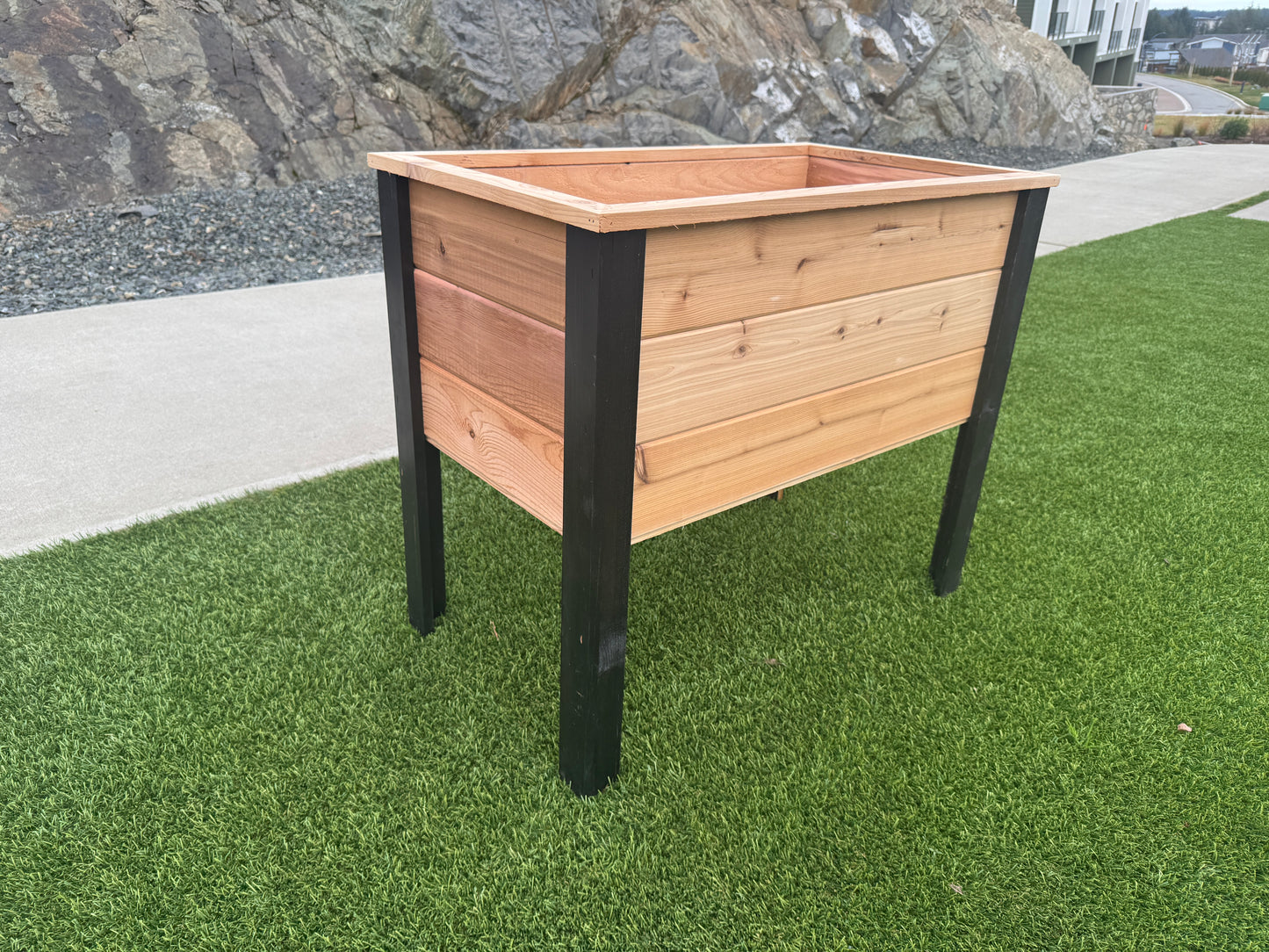 2036Blk - 36"L x 20"W x 30"H Red Cedar Planter with Black Cedar Legs